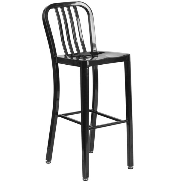 Flash Furniture Black Metal Indoor-Outdoor Barstool 30"H (2-Pack) - CH-61200-30-BK-GG