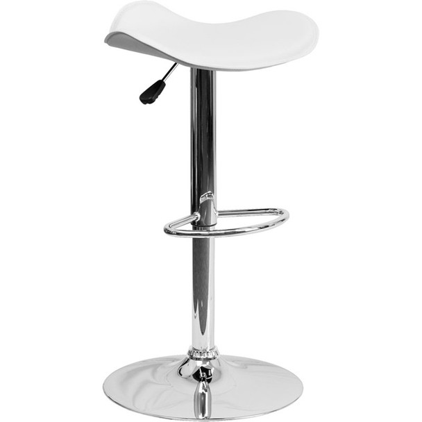 Flash Furniture Curved Vinyl Seat Adjustable Height Barstool White - CH-TC3-1002-WH-GG