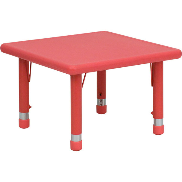 Flash Furniture 24'' Square Height Adjustable Red Plastic Activity Table - YU-YCX-002-2-SQR-TBL-RED-GG