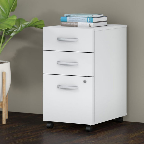 Bush Business Furniture Studio C Mobile File Pedestal 3-Drawer Assembled White - SCF216WHSU