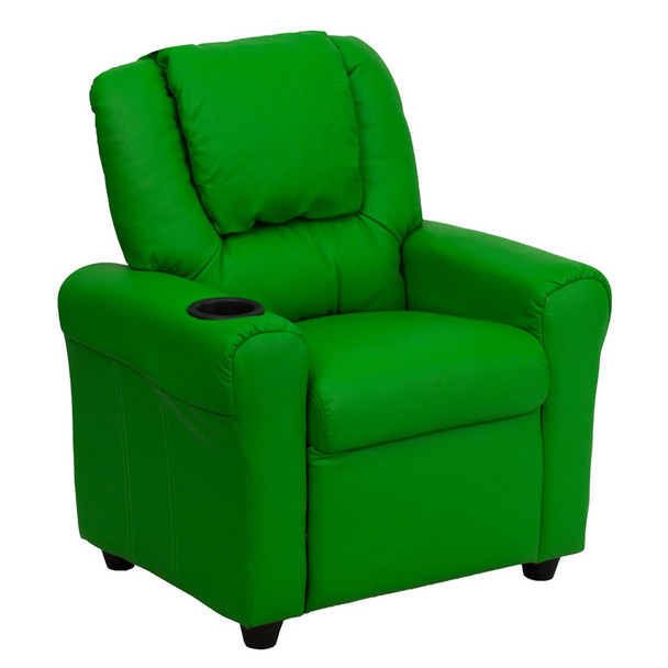 Flash Furniture Kid's Recliner with Cup Holder Green Vinyl - DG-ULT-KID-GRN-GG