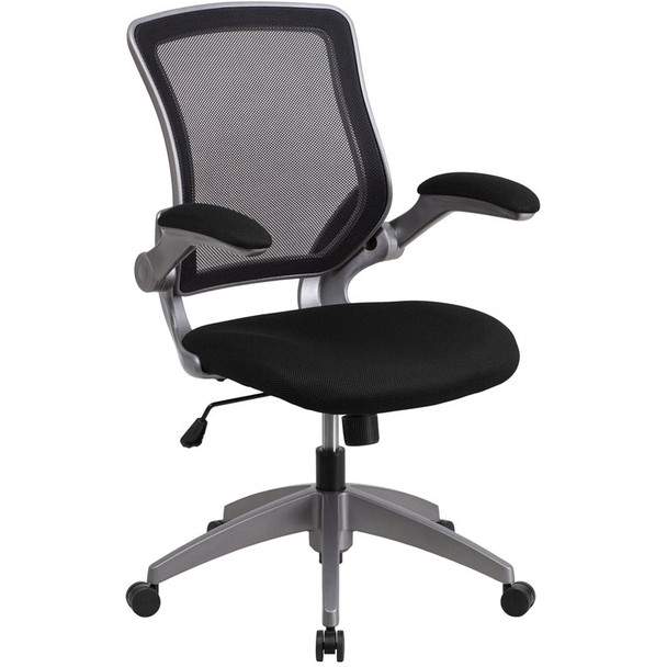 Flash Furniture Mid-Back Black Mesh Swivel Task Chair and Flip-Up Arms - BL-ZP-8805-BK-GG