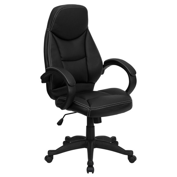 Flash Furniture High Back Black Leather Contemporary Office Chair -  H-HLC-0005-HIGH-1B-GG