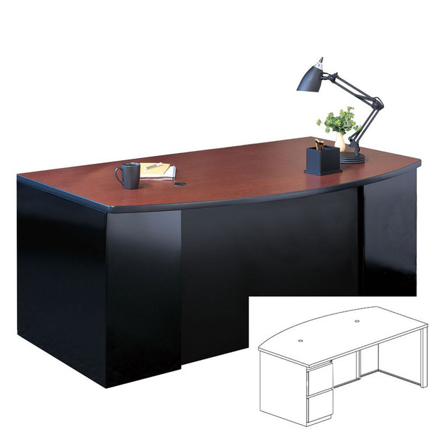 Mayline CSII Bow Front Desk with File/File Pedestal 60W x 39D x 29H - C1953