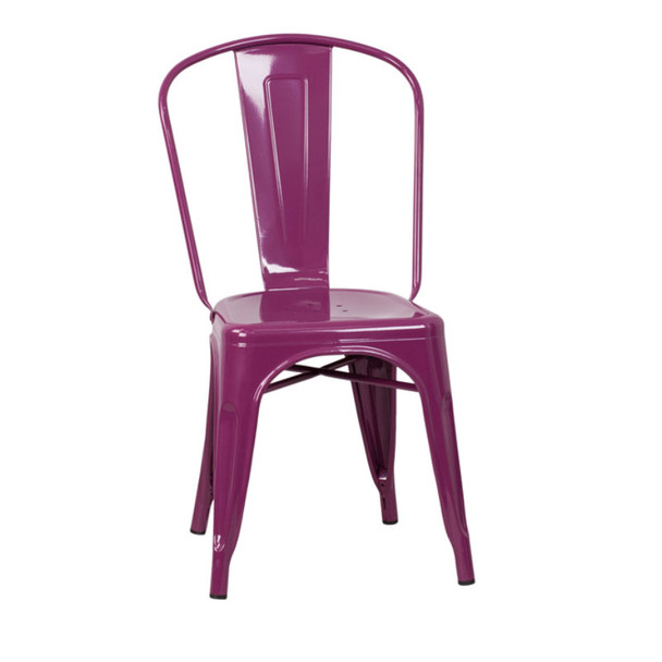 Flash Furniture Purple Metal Indoor-Outdoor Stackable Chair - ET-3534-PUR-GG