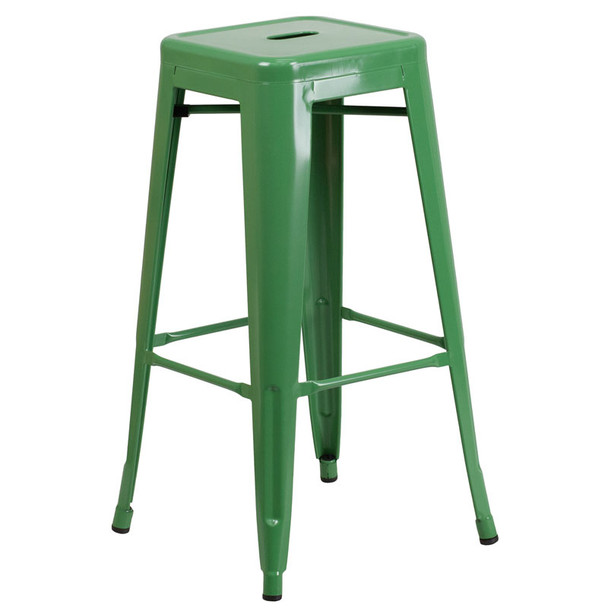 Flash Furniture Green Metal Indoor-Outdoor Barstool 30"H - CH-31320-30-GN-GG