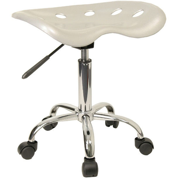 Flash Furniture Vibrant Silver Tractor Seat and Chrome Stool  -  LF-214A-SILVER-GG