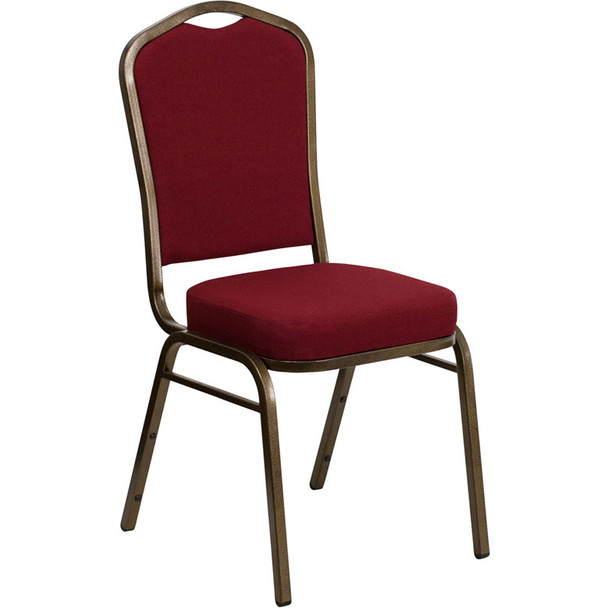 Flash Furniture Hercules Series Crown Back Stacking Banquet Chair with Burgundy Fabric - FD-C01-GOLDVEIN-3169-GG