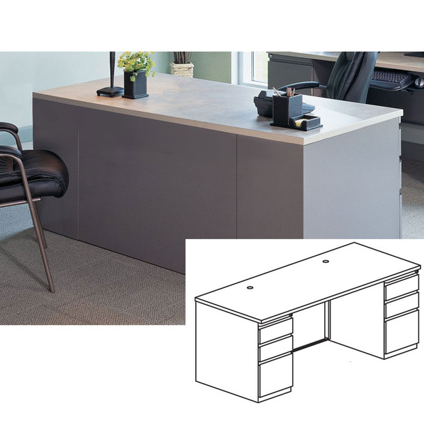 Mayline CSII Rectangular Desk with 2 Pedestals 30D x 60W (B/B/F) - C1352