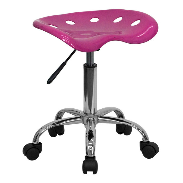 Flash Furniture Vibrant Pink Tractor Seat and Chrome Stool  -  LF-214A-PINK-GG