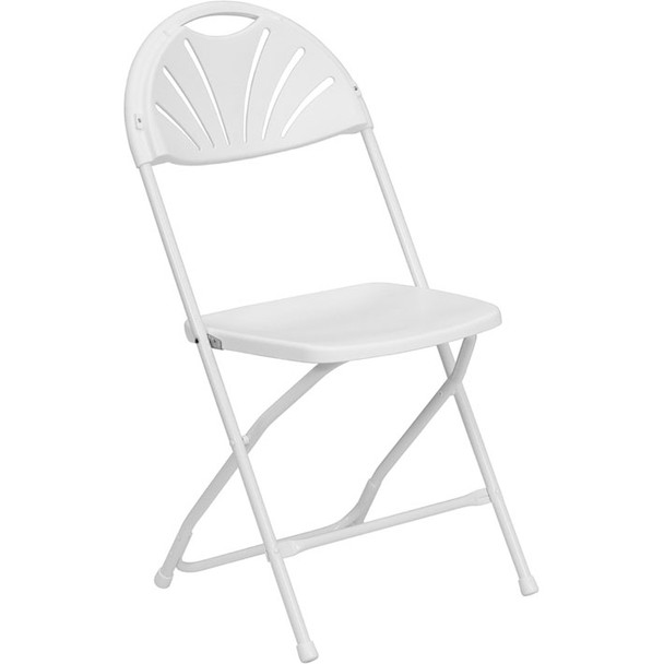 Flash Furniture Hercules Series Fan Back White Plastic Folding Chair - LE-L-4-WHITE-GG