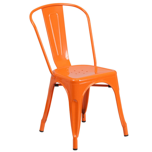 Flash Furniture Orange Metal Indoor-Outdoor Stackable Chair - CH-31230-OR-GG