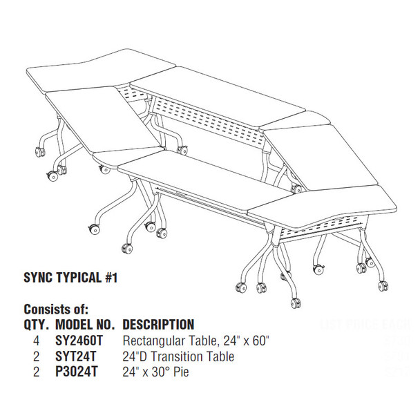 Mayline Sync Laminate Training Table Package 1 High Pressure - SYNC1H