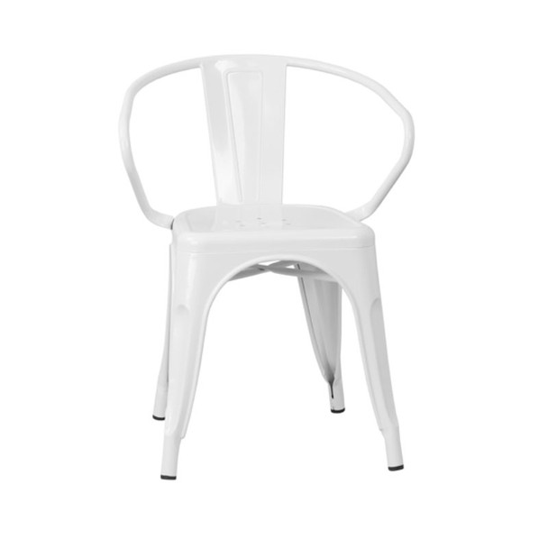 Flash Furniture White Metal Indoor-Outdoor Chair with Arms - CH-31270-WH-GG