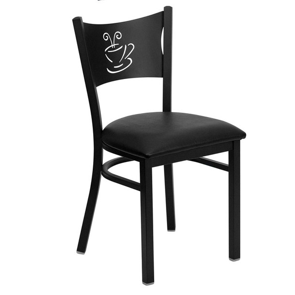 Flash Furniture Coffee Back Metal Restaurant Chair with Black Vinyl Seat - XU-DG-60099-COF-BLKV-GG