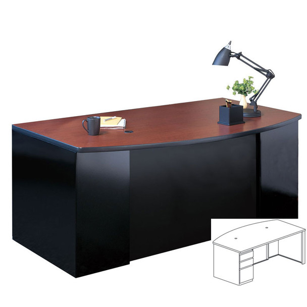 Mayline CSII Bow Front Desk with Box/Box/File Pedestal 60W x 39D x 29H - C1951
