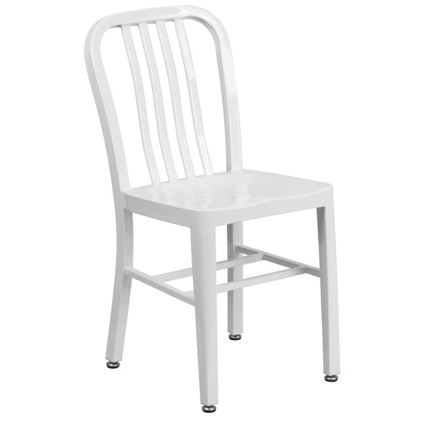 Flash Furniture White Metal Indoor-Outdoor Chair (2-Pack) - CH-61200-18-WH-GG
