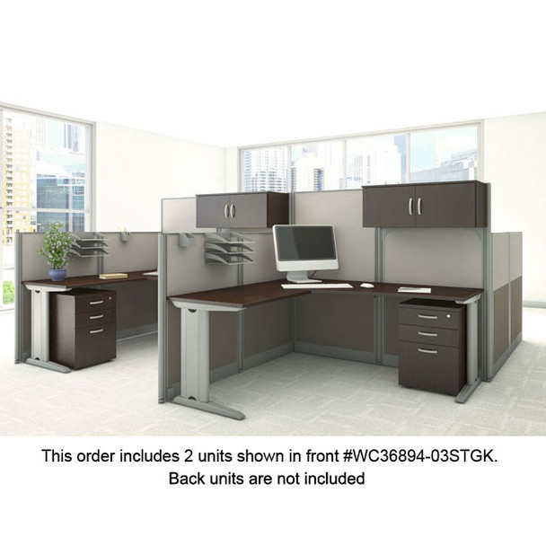 Bush Furniture Office-in-an-Hour L-Shaped Desk Workstation 2-Units Mocha - OIAH008MOC