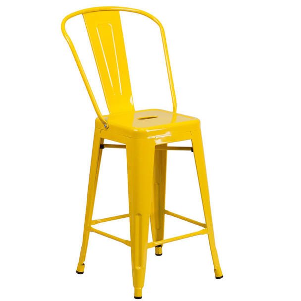 Flash Furniture Yellow Metal Indoor-Outdoor Counter Height Chair 24"H - CH-31320-24GB-YL-GG