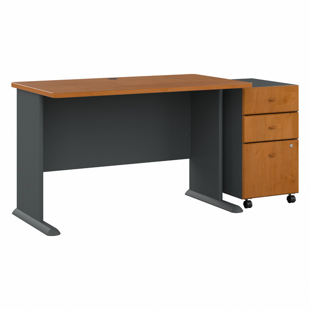 Bush Business Furniture Series A Desk with Mobile File Cabinet in Natural Cherry  48"W - SRA025NCSU