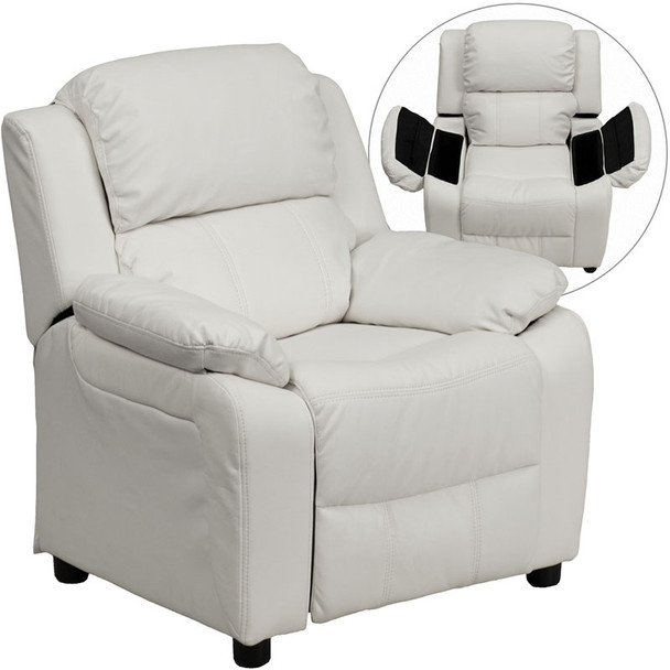 Flash Furniture Kid's Recliner with Storage White Vinyl  - BT-7985-KID-WHITE-GG