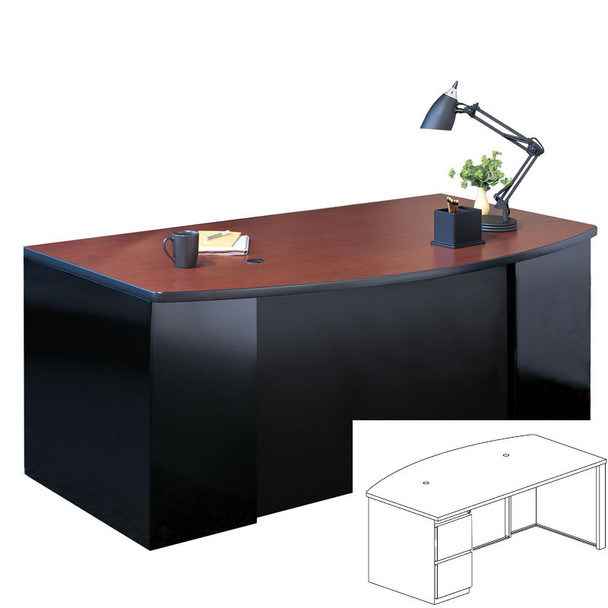 Mayline CSII Bow Front Desk with File/File Pedestal 72W x 39D x 29H - C1973