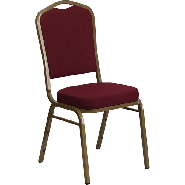 Flash Furniture Hercules Series Crown Back Stacking Banquet Chair with Burgundy Fabric - FD-C01-ALLGOLD-3169-GG