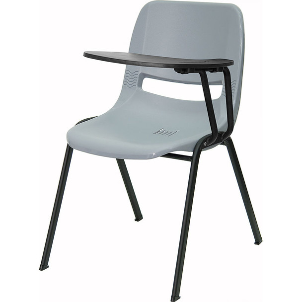 Flash Furniture Gray Plastic Shell-Chair with Left Tablet - RUT-EO1-GY-LTAB-GG