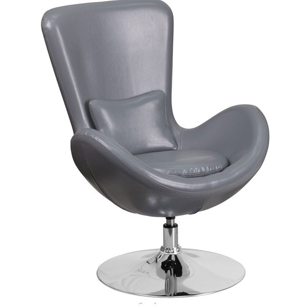 Flash Furniture Egg Series Reception Lounge Side Chair LeatherSoft Gray - CH-162430-GY-LEA-GG