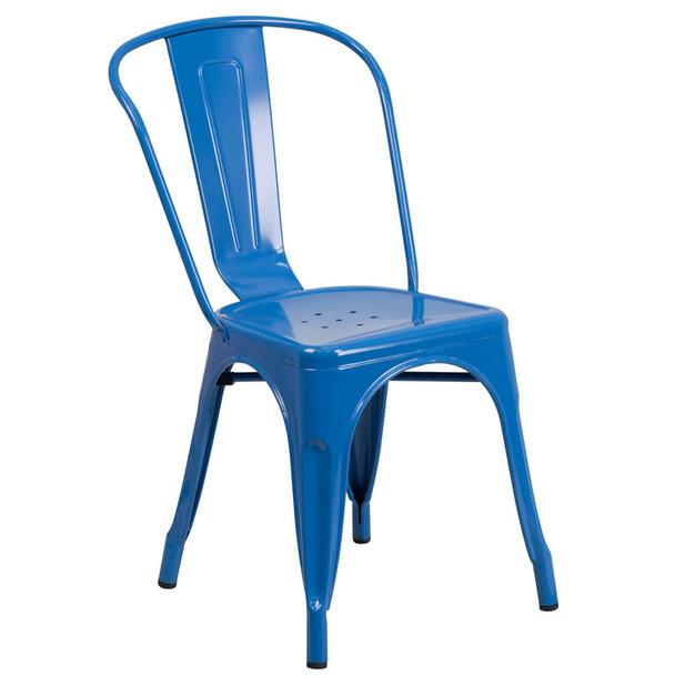 Flash Furniture Blue Metal Indoor-Outdoor Stackable Chair - CH-31230-BL-GG