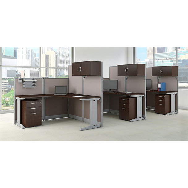 Bush Furniture Office-in-an-Hour L-Shaped Desk Workstation 3-units Mocha - OIAH006MR