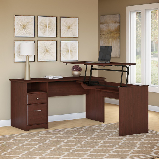 Bush Furniture Cabot Collection 60W L Shaped Computer Desk with Drawers Harvest Cherry - CAB043HVC