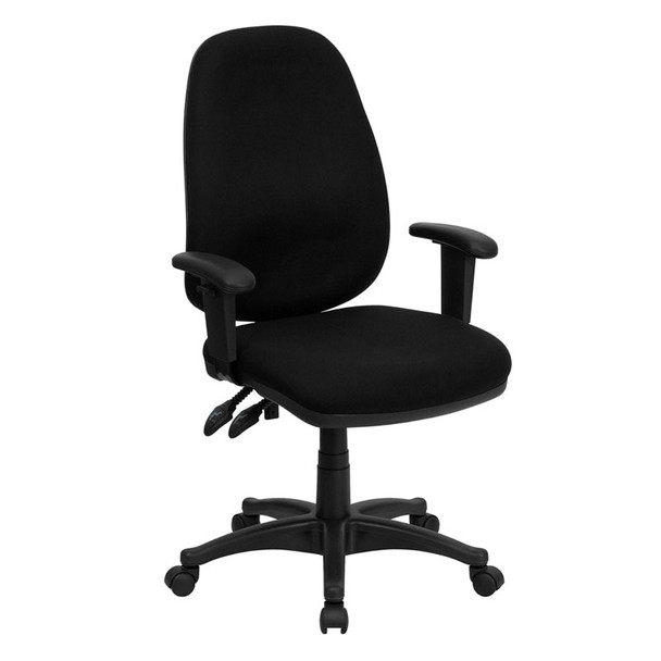 Flash Furniture High Back Black Fabric Ergonomic Computer Chair with Height Adjustable Arms - BT-661-BK-GG