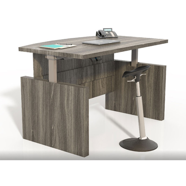 Mayline Aberdeen Laminate Height Adjustable Executive Bow Front Desk 72" Gray Steel - ABDH7242-LGS