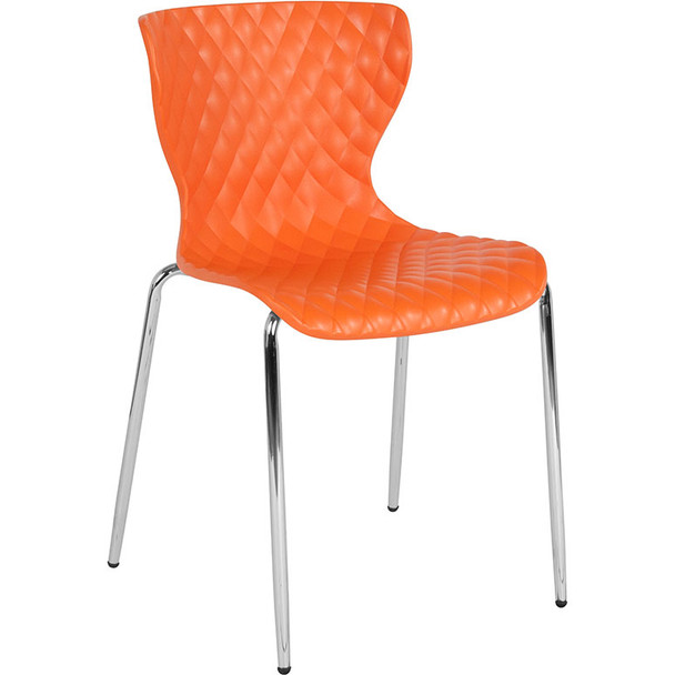 Flash Furniture Lowell Contemporary Design Orange Plastic Stack Chair - LF-7-07C-ORNG-GG