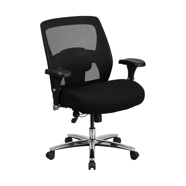 Flash Furniture HERCULES Series 24/7 Intensive Use Big & Tall 500 lb. Rated Black Mesh Executive Ergonomic Office Chair with Ratchet Back - GO-99-3-GG