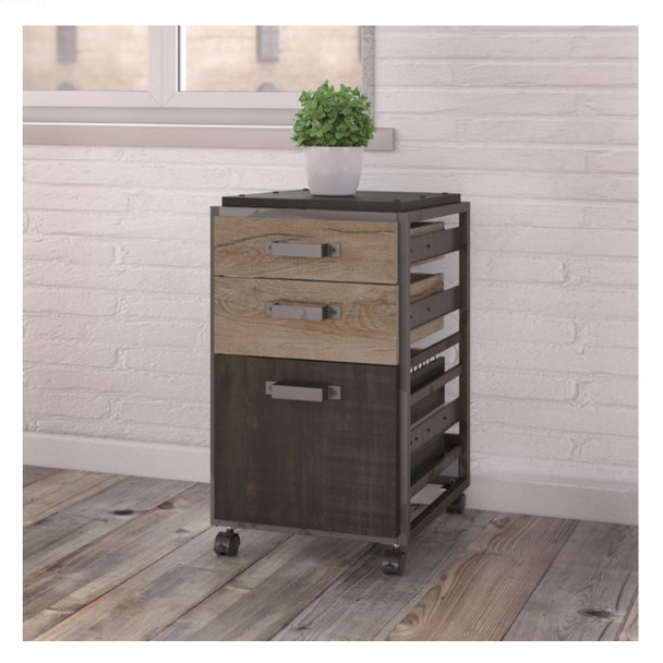 Bush Refinery 3-Drawer Mobile File Cabinet Rustic Gray - RFF116RG-03