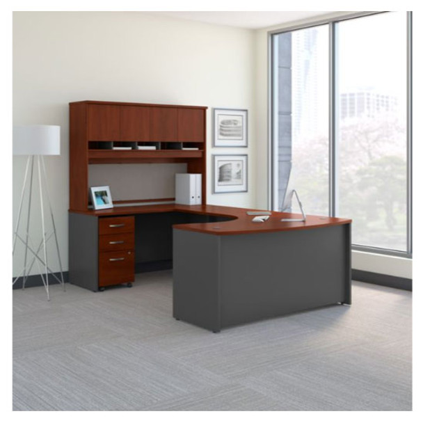 Bush Business Furniture C Series Executive Bowfront Desk 60" Package Left Hansen Cherry - SRC093HCSU