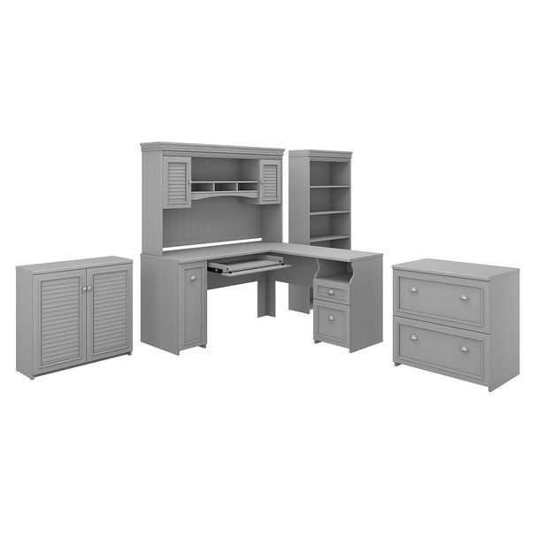 Bush Furniture Fairview L Shaped Desk Package Cape Cod Gray - FV013CG