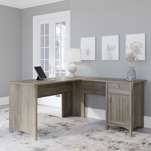 Bush Furniture Salinas Collection L-Shaped Desk with Storage Driftwood Gray - SAD160DG-03