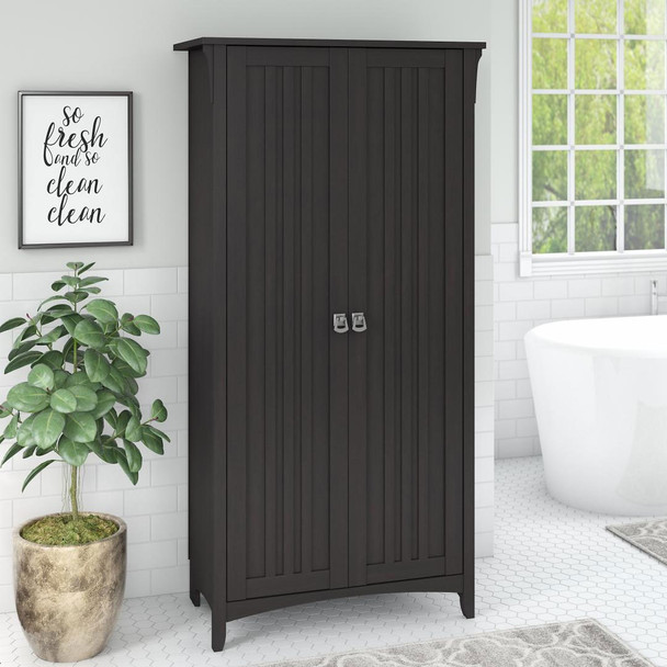 Bush Furniture Salinas Bathroom Storage Cabinet with Doors in Vintage Black - SAL015VB