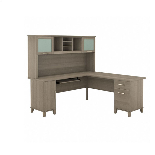 Bush Furniture Somerset 72W L Shaped Desk with Hutch in Ash Gray - SET001AG