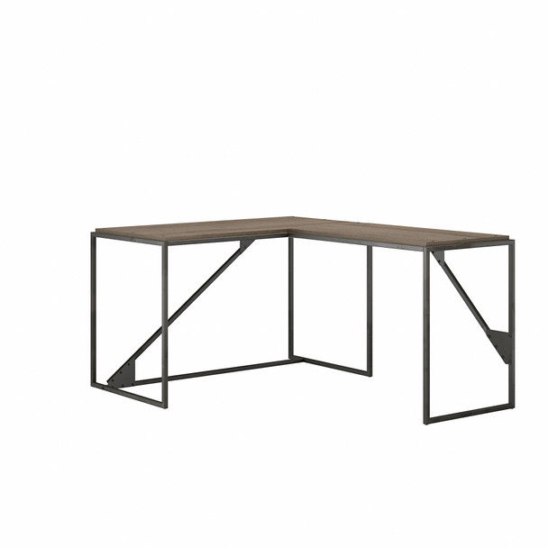 Bush Furniture Refinery 50W L Shaped Industrial Desk in Rustic Gray - RFY017RG