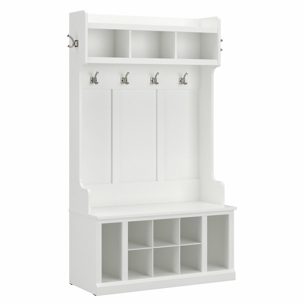 Kathy Ireland Bush Furniture Woodland 40W Hall Tree and Shoe Storage Bench White Ash - WDL002WAS