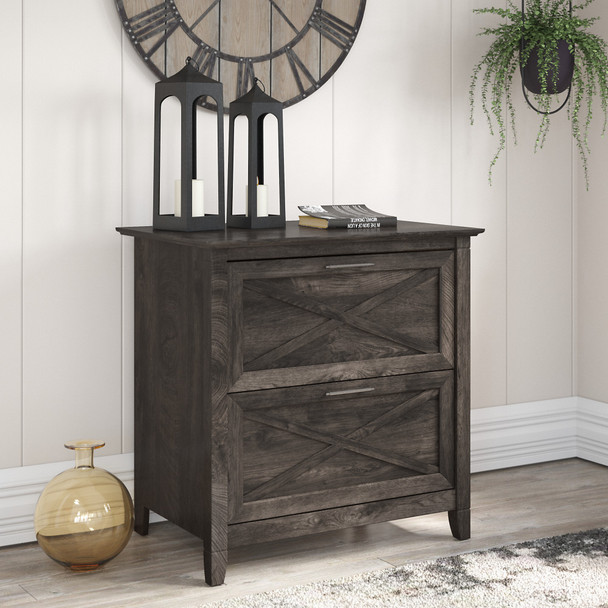 Bush Furniture Key West 2 Drawer Lateral File Cabinet in Dark Gray Hickory - KWF130GH-03