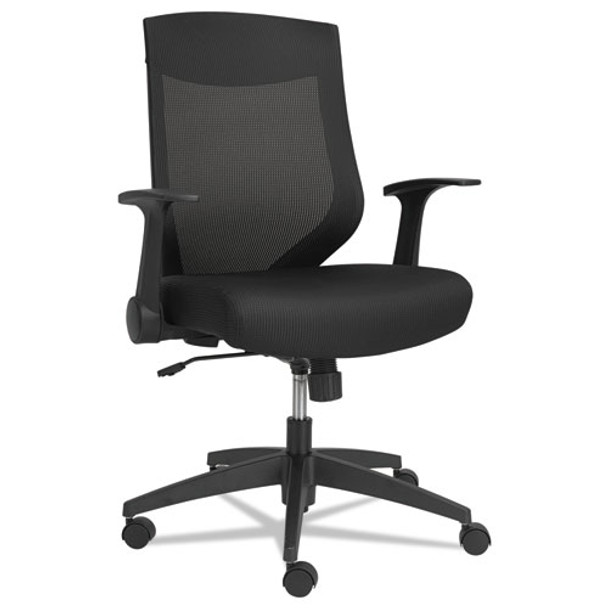 Alera EB-K Series Synchro Mid-Back Flip Arm Mesh-Chair Supports up to 275 lbs Black Seat/Black Back Black Base - ALEEBK4217