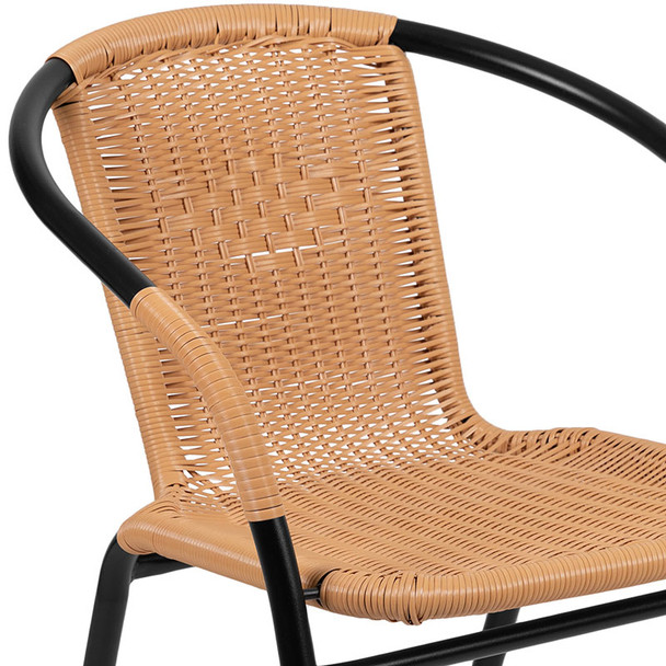 Flash Furniture Black Rattan Indoor-Outdoor Restaurant / Patio Stack Chair (2-pack) - 2-TLH-037-BGE-GG