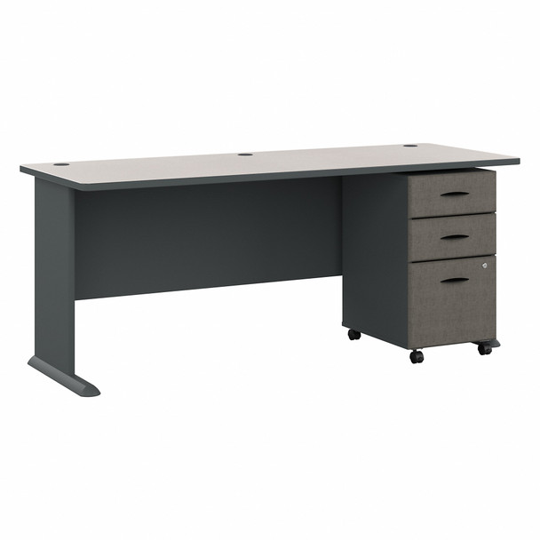 Bush Series A 48W Corner Desk with Mobile File Cabinet Slate - SRA035SLSU