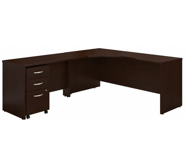 Bush Series C 72W Left Hand Corner Desk, 48W Return and 3 Dwr Mobile Ped  - SRC086MRSU