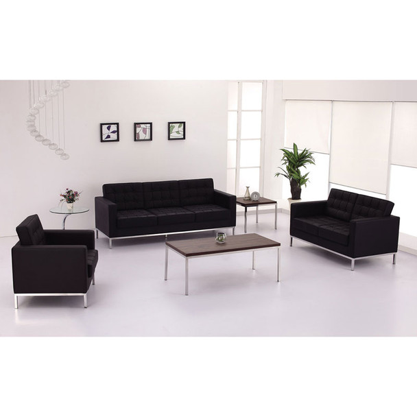 Flash Furniture Lacey Series Black LeatherSoft Sofa, Loveseat and Chair Set - ZB-LACEY-831-2-SET-BK-GG